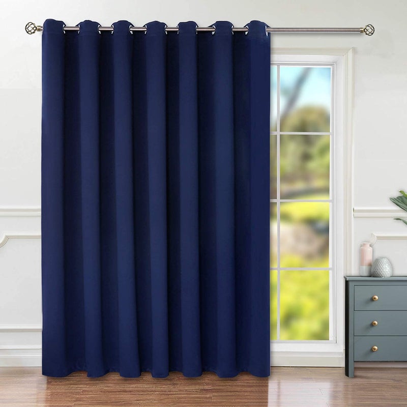 BGment Sliding Door Curtain 84 Inches Long - Blackout Thermal Insulated Grommet Room Divider Privacy Drape for Patio Glass Door, 1 Panel, Navy Blue, 100 Inch Extra Wide - Image 1